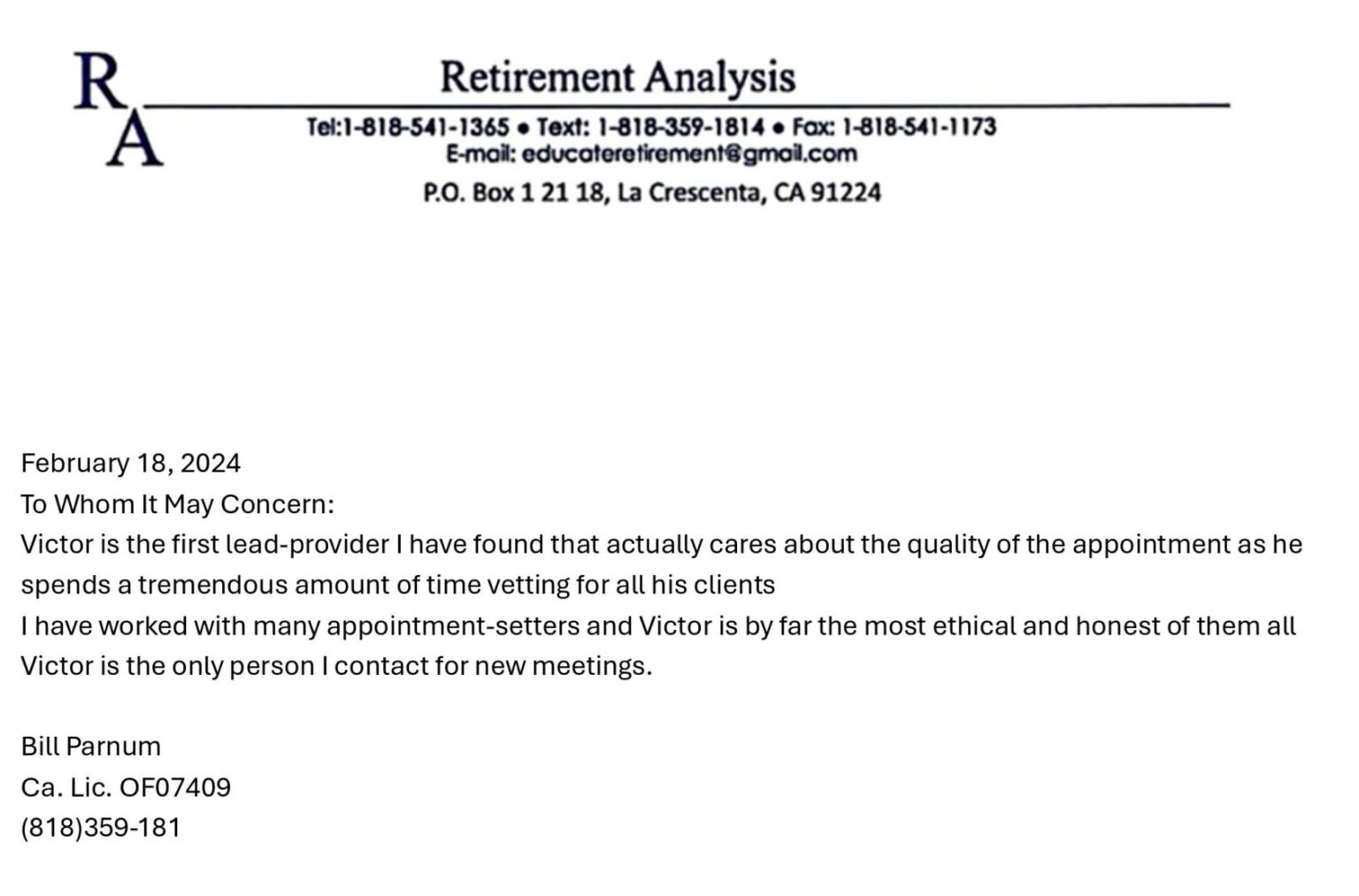 Agent testimonial - Billy